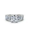 925 Sterling Silver Buguette & Round Cut Diamond Engagement Ring - Image 7