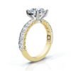 925 Sterling Silver Buguette & Round Shape Diamond Engagement Ring - Image 3