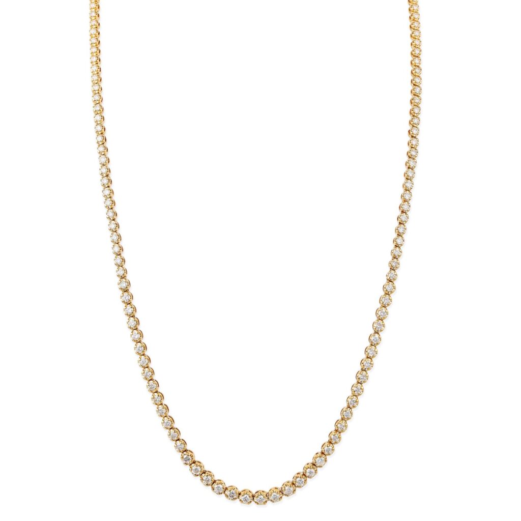 925 Sterling Silver Buttercup Diamond Tennis Necklace