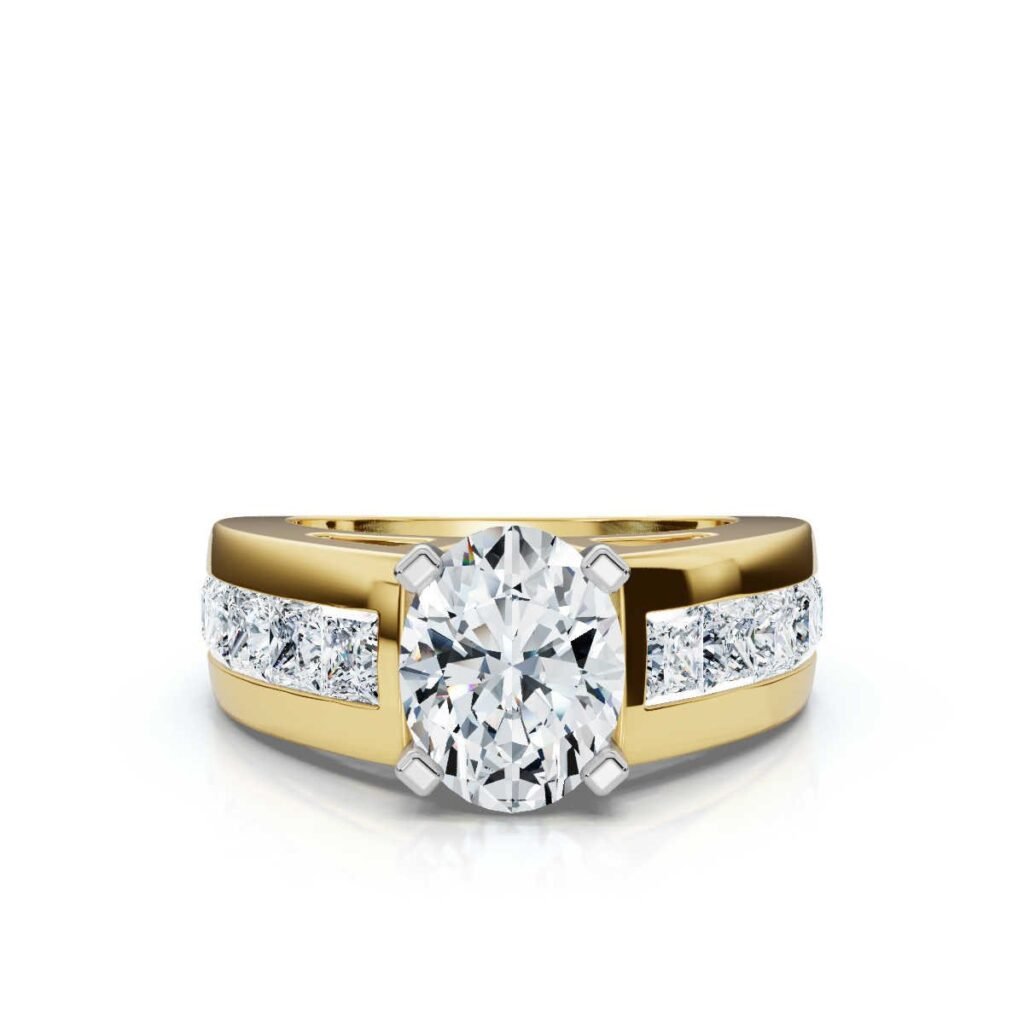 925 Sterling Silver Cathedral Channel Diamond Engagement Ring