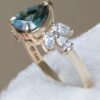 925 Sterling Silver Celeste Teal Sapphire and Diamond Engagement Ring - Image 2