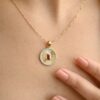 925 Sterling Silver Centered Ruby Halo Diamond Striped Medallion Coin Pendant - Image 2