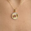 925 Sterling Silver Centered Ruby Halo Diamond Striped Medallion Coin Pendant - Image 4