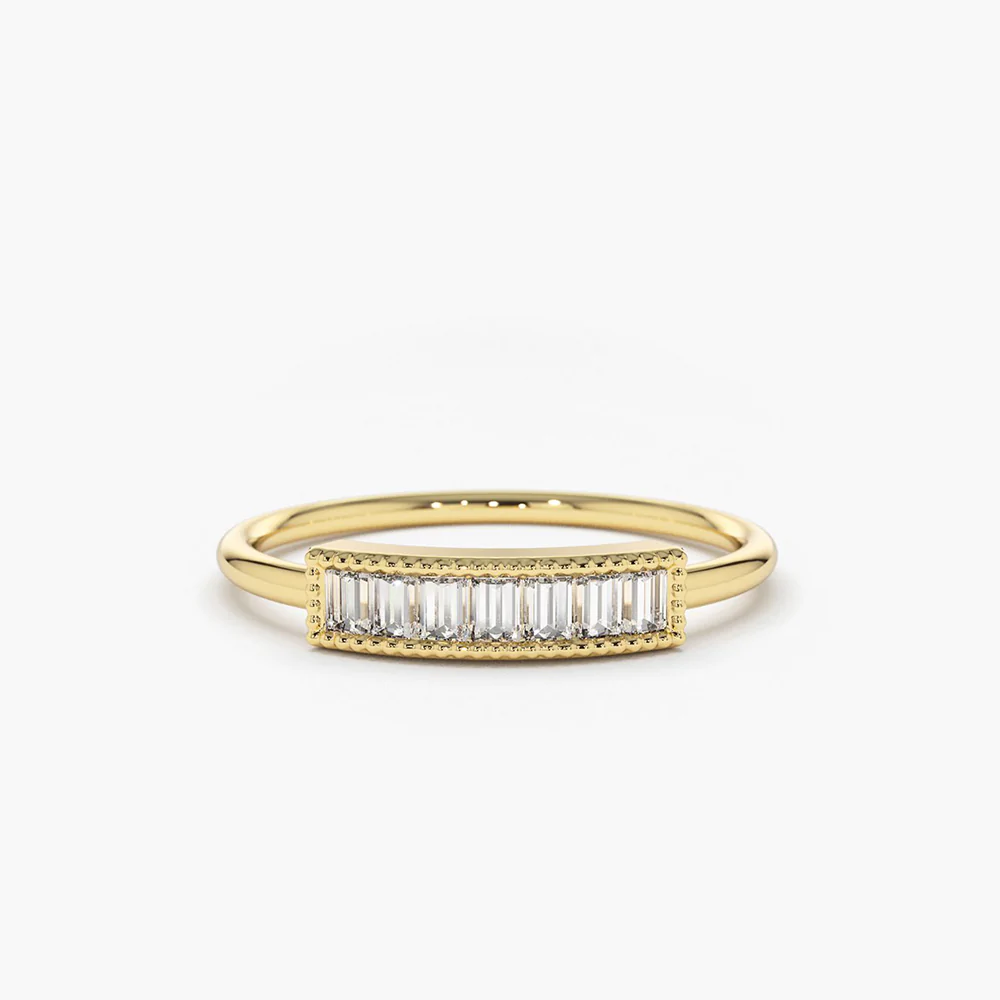 925 Sterling Silver Channel Set Baguette Diamond Ring