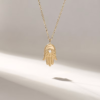 925 Sterling Silver Chic Tiny Diamond Hamsa Hand Pendant: Minimalist Nazar Necklace - Image 2