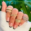 925 Sterling Silver Cigar Band Ring with Diamond Edging | Diamond Ring for women - Image 3