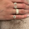 925 Sterling Silver Cigar Band Ring with Diamond Edging | Diamond Ring for women - Image 4