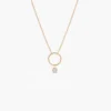 Sterling silver circle necklace with one round CZ diamond