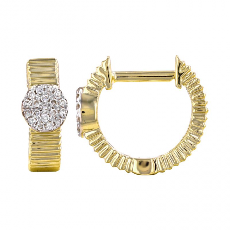 925 Sterling Silver Circle Pave Diamond Fluted Hoop