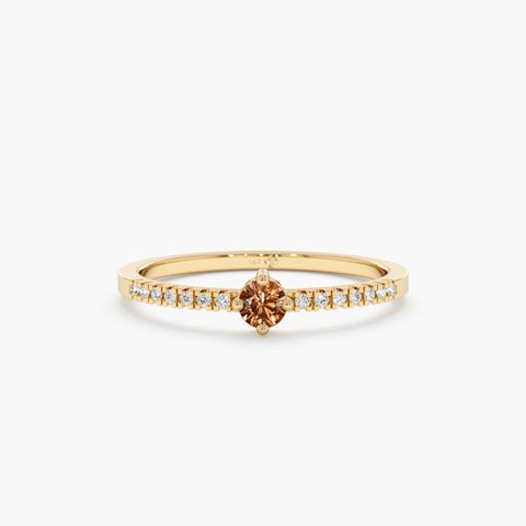 925 Sterling Silver Citrine and Diamond Engagement Ring