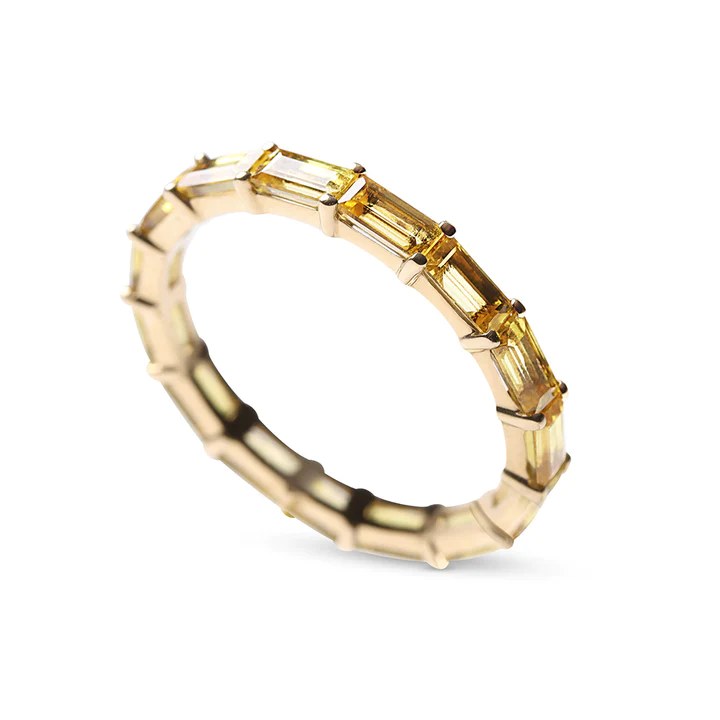 925 Sterling Silver Citrine Baguette Eternity Band