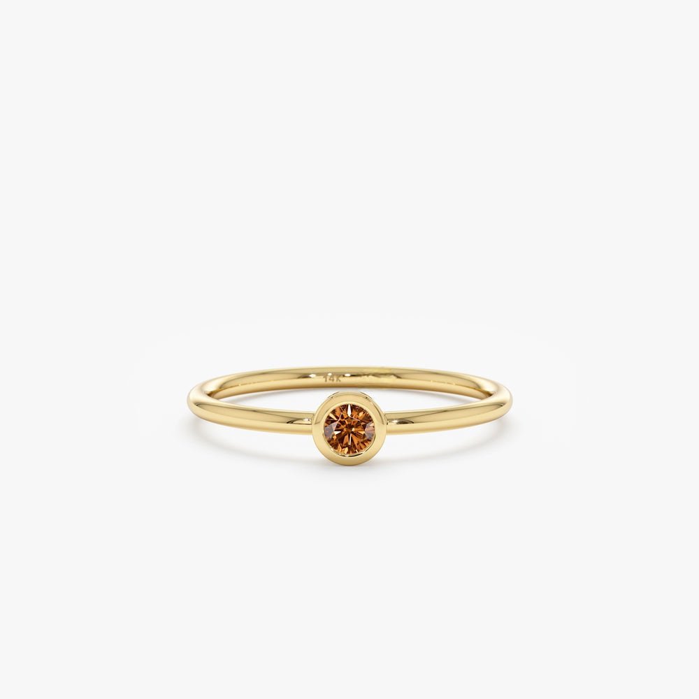 925 Sterling Silver Citrine Bezel Ring