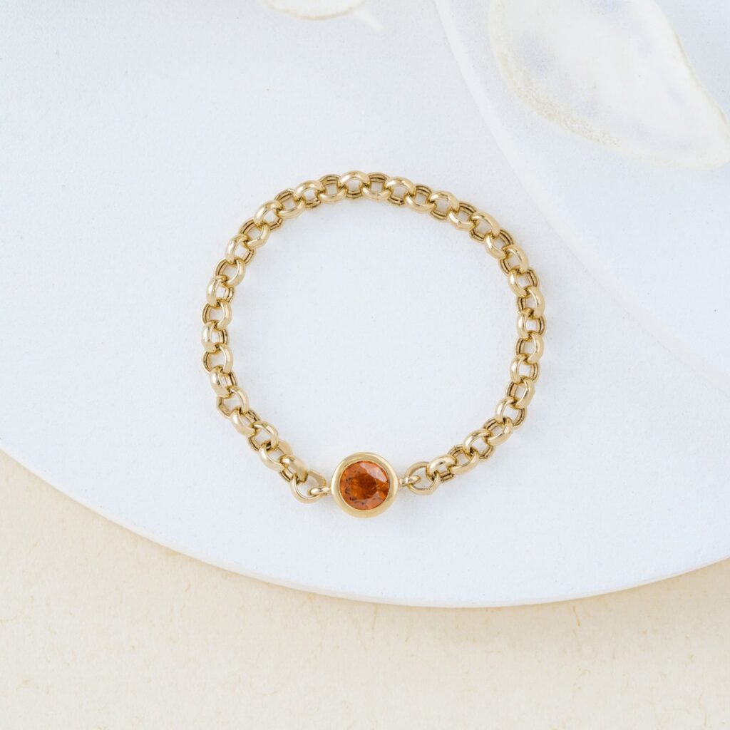 925 Sterling Silver Citrine Chain Ring