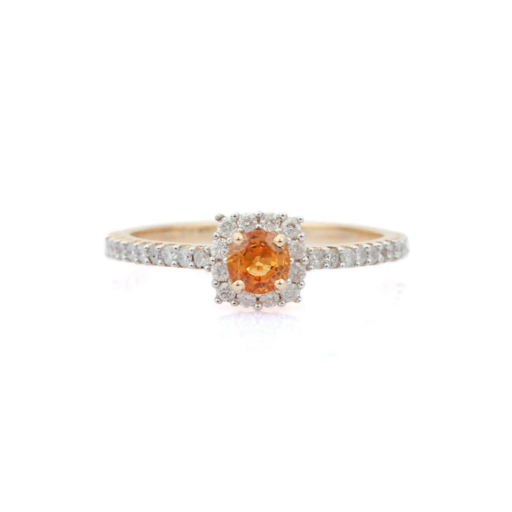 925 Sterling Silver Citrine & Diamond Ring