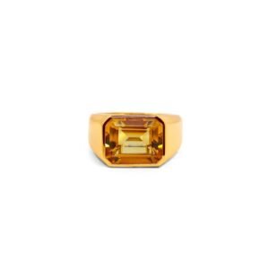 925 Sterling Silver Citrine Dome Ring