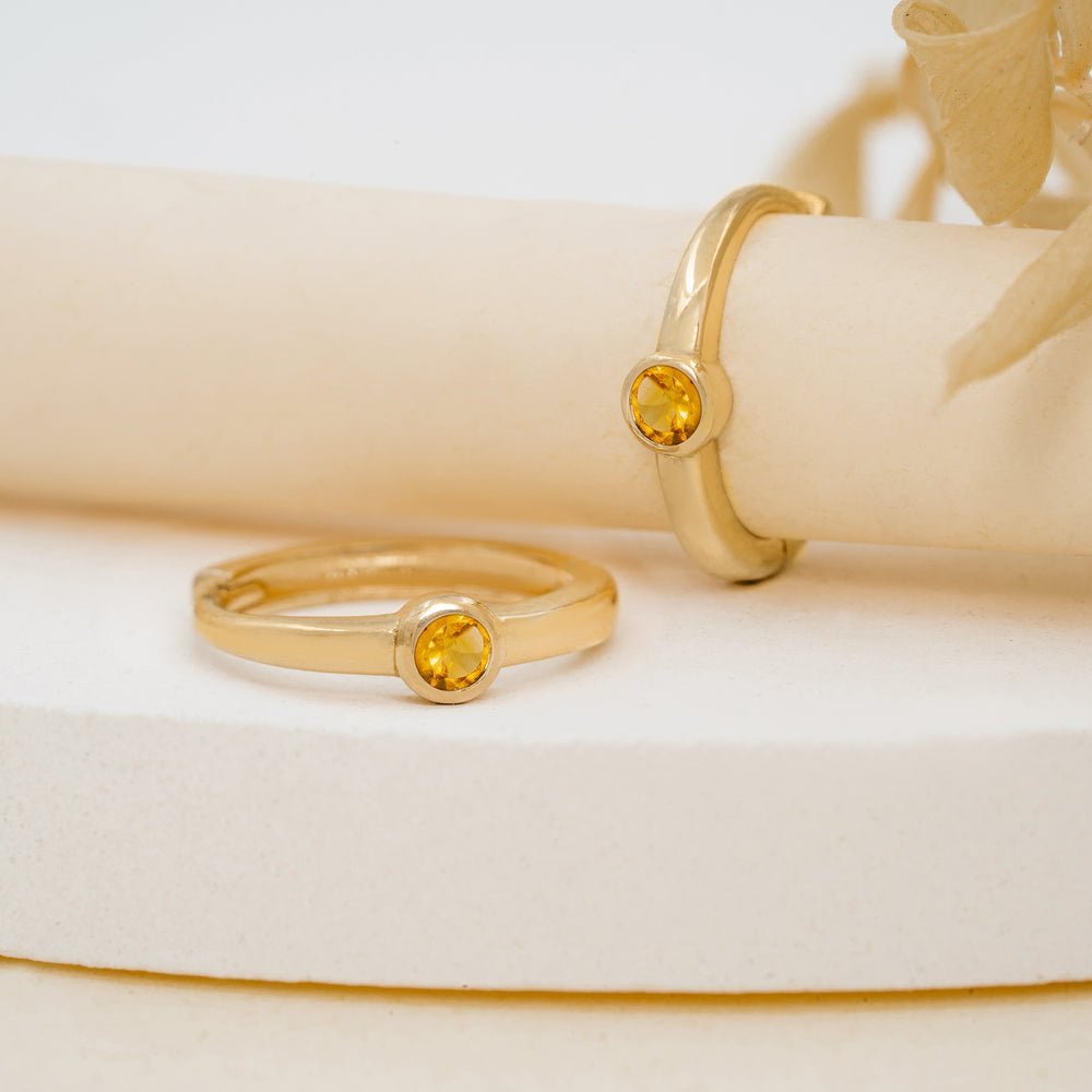 925 Sterling Silver Citrine Huggies