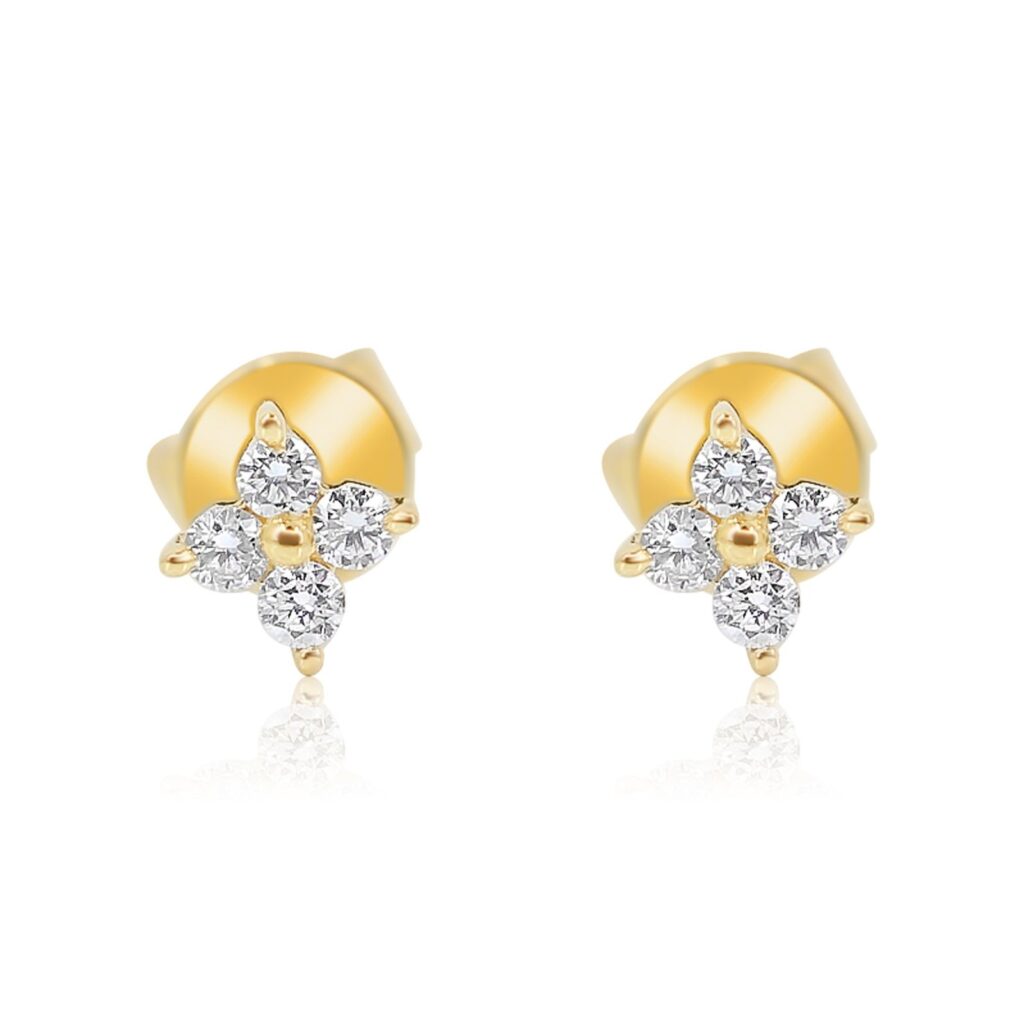 925 Sterling Silver Clover Diamond Stud Earring