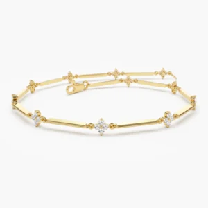 925 Sterling Silver Clover Setting Diamond Infinity Bracelet