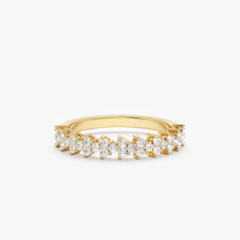 925 Sterling Silver Cluster Diamond Half Eternity Ring