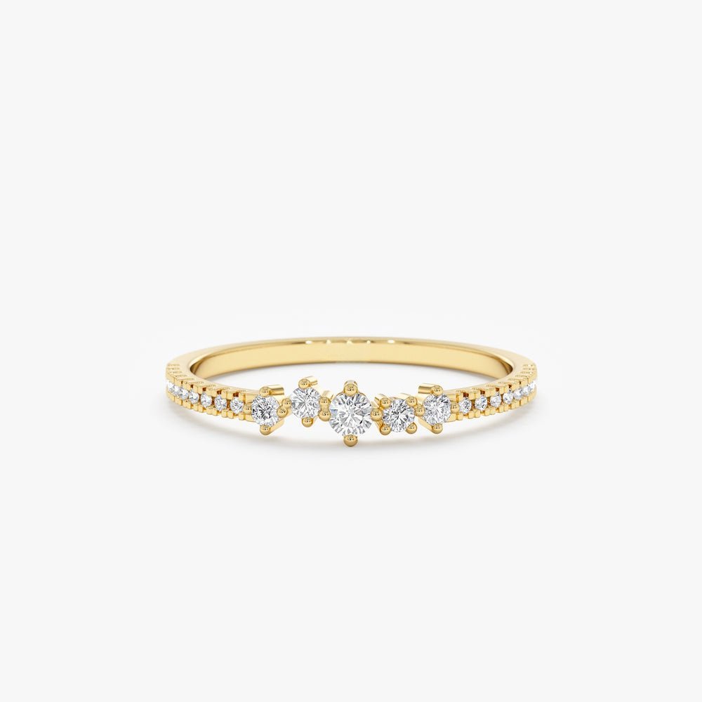 925 Sterling Silver Cluster Diamond Stacking Ring