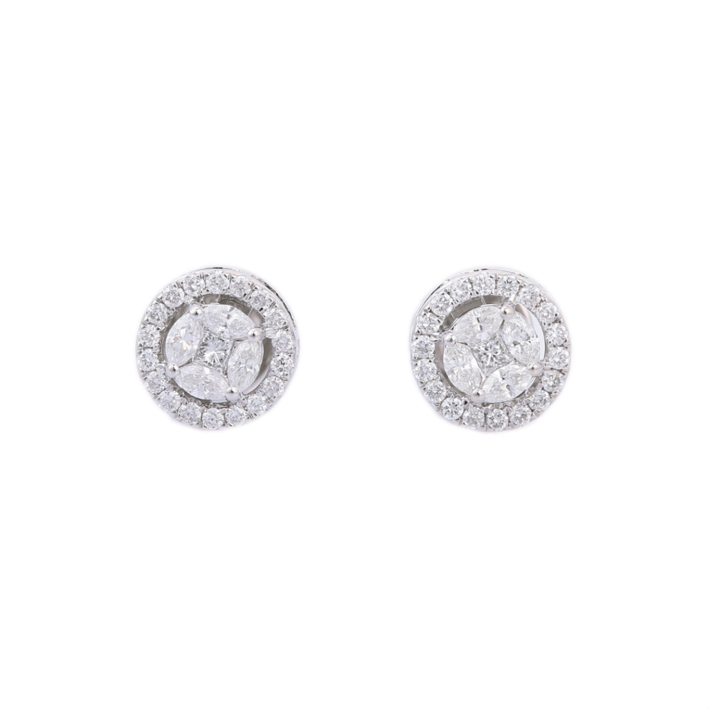 925 Sterling Silver Cluster Diamond Studs