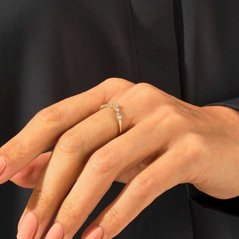 925 Sterling Silver Cluster Stacking Ring for Women