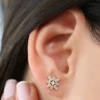 Sterling silver earrings with 26 round CZ stones and prong setting