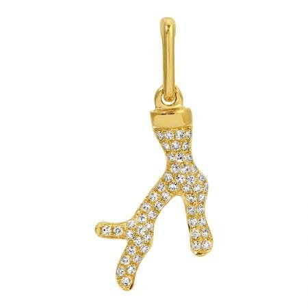 925 Sterling Silver Coral Shape Diamond Charm