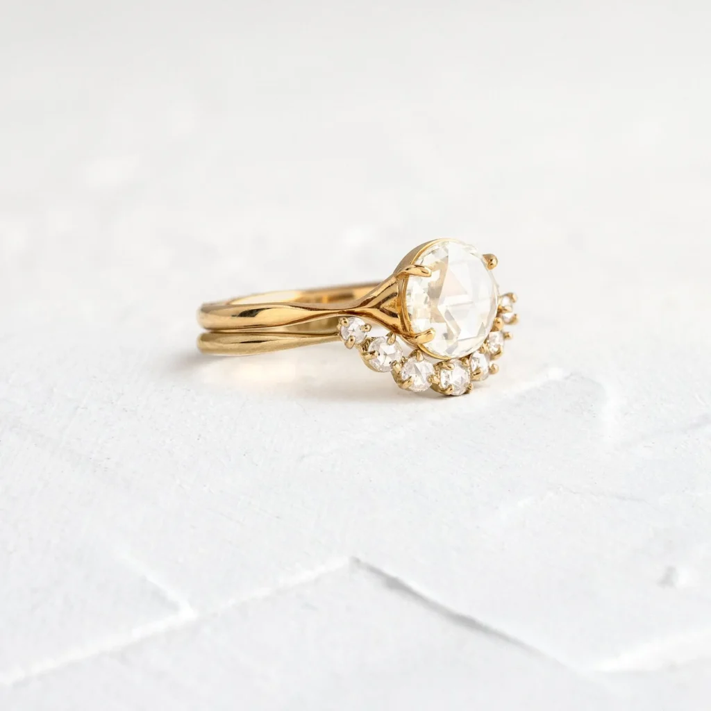 925 Sterling Silver Corset Ring, Rose Cut Diamond Ring
