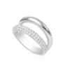 Sterling silver Courtney double band ring with sparkling stones