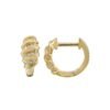 Sterling silver croissant hoop earring with diamond accents