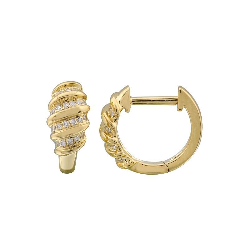 925 Sterling Silver Croissant Diamond Hoop Earring