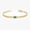 925 Sterling Silver Cuban Chain Emerald Bracelet