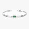 925 Sterling Silver Cuban Chain Emerald Bracelet - Image 2
