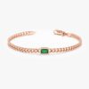 925 Sterling Silver Cuban Chain Emerald Bracelet - Image 3
