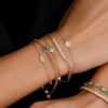 925 Sterling Silver Cuban Chain Emerald Bracelet - Image 6