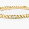 Sterling Silver Cuban Link Bracelet with refined bezel-set stone options