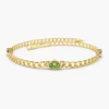 925 sterling silver Cuban link bracelet with bezel-set peridot details