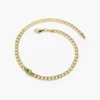 Cuban link bracelet featuring bezel-set premium CZ peridot bangles