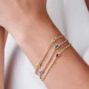 Gold-plated Cuban link bracelet with premium CZ peridot bangles