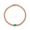 925 Sterling Silver Cuban Link Bracelet With Emerald Center - Image 3
