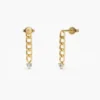 925 Sterling Silver Cuban Link Diamond Earrings with bold linked design