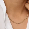 925 Sterling Silver Cuban Link Necklace with Bezel Setting Diamond - Image 4