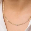 925 Sterling Silver Cuban Link Necklace with Bezel Setting Diamond - Image 5