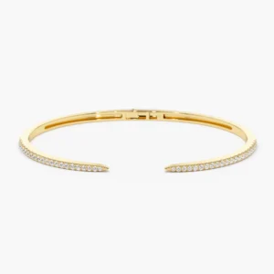 925 Sterling Silver Cuff Diamond Bangle Bracelet 0.50 ctw