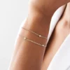 925 Sterling Silver Curb Link Bracelet | Heart Shape Solitaire Round Diamond Bracelet - Image 7