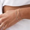 925 Sterling Silver Curb Link Bracelet | Heart Shape Solitaire Round Diamond Bracelet - Image 8