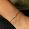 925 Sterling Silver Curb Link Marquise Diamond Illusion Setting Bracelet - Image 5
