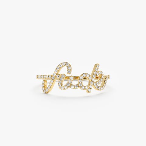 925 Sterling Silver Cursive Diamond Fuck Ring