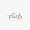 925 Sterling Silver Cursive Diamond Fuck Ring - Image 2